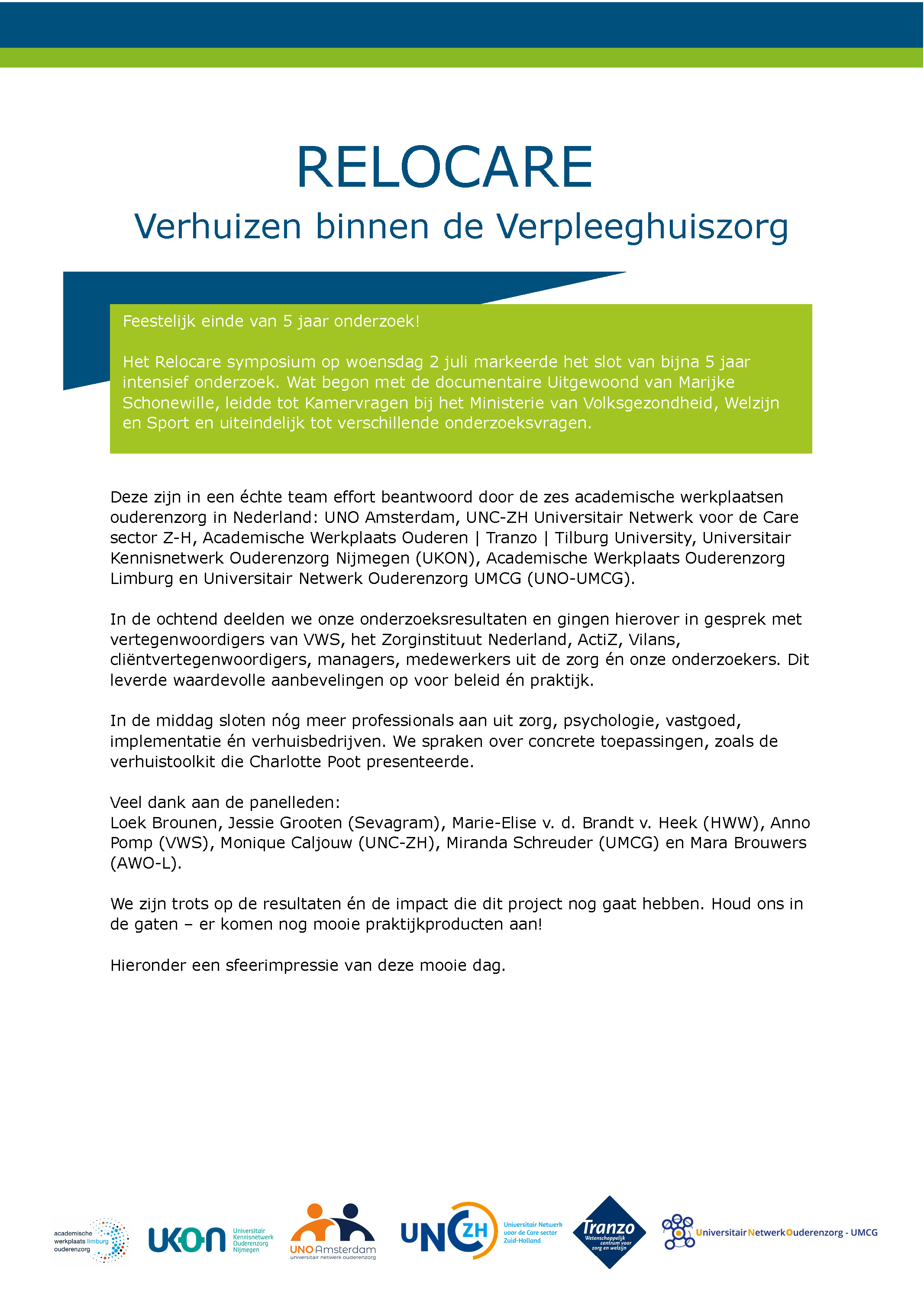 Update RELOCARE symposium – 2 juli 2025